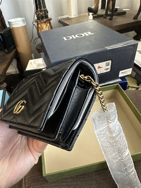 gucci wallet 40304429|GG Marmont card case wallet in dark gold leather .